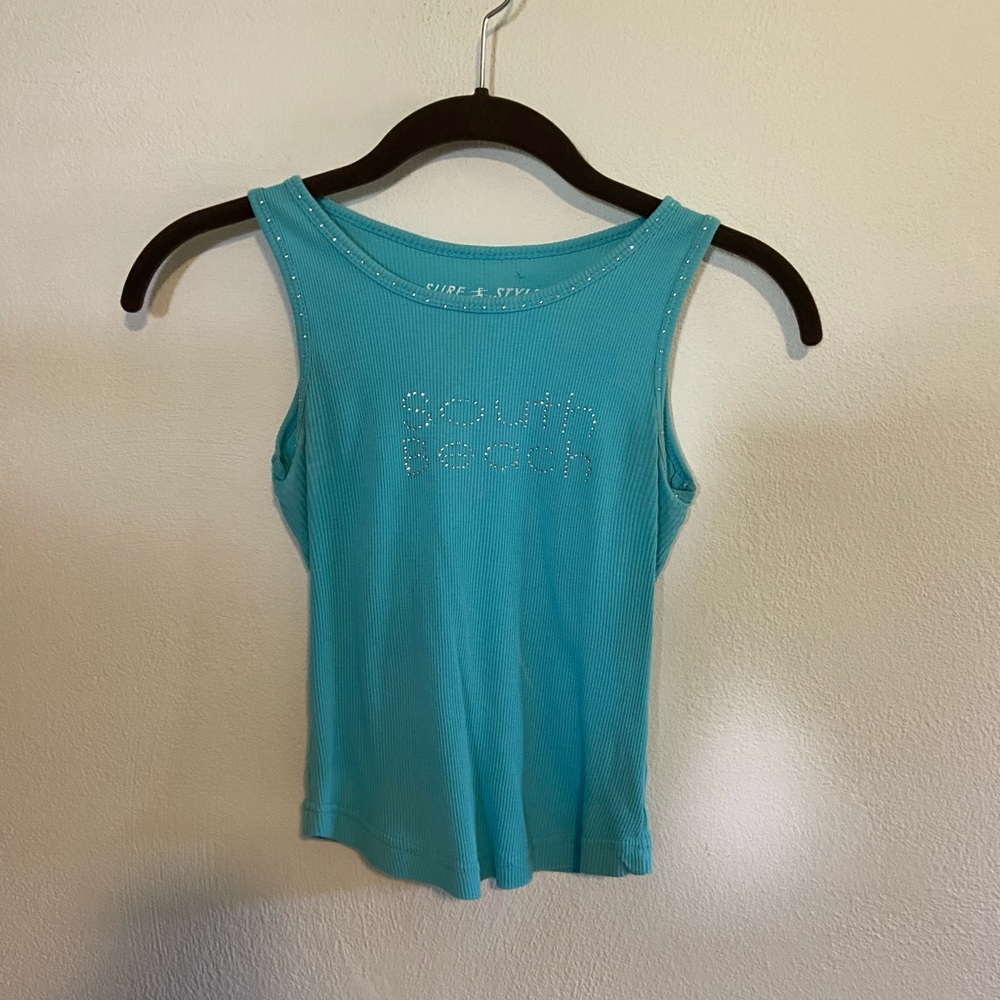 South beach bedazzled cotton tank top